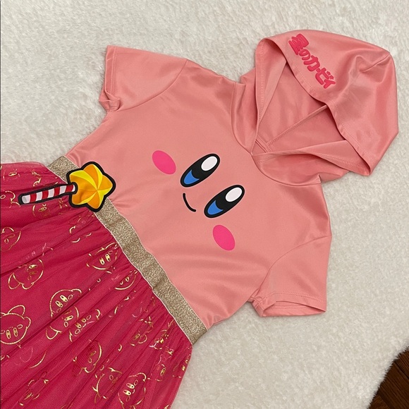 NWOT Nintendo “Kirby” Girls Hooded Cosplay Dress w/Metallic Foil Print (L) - Picture 2 of 10